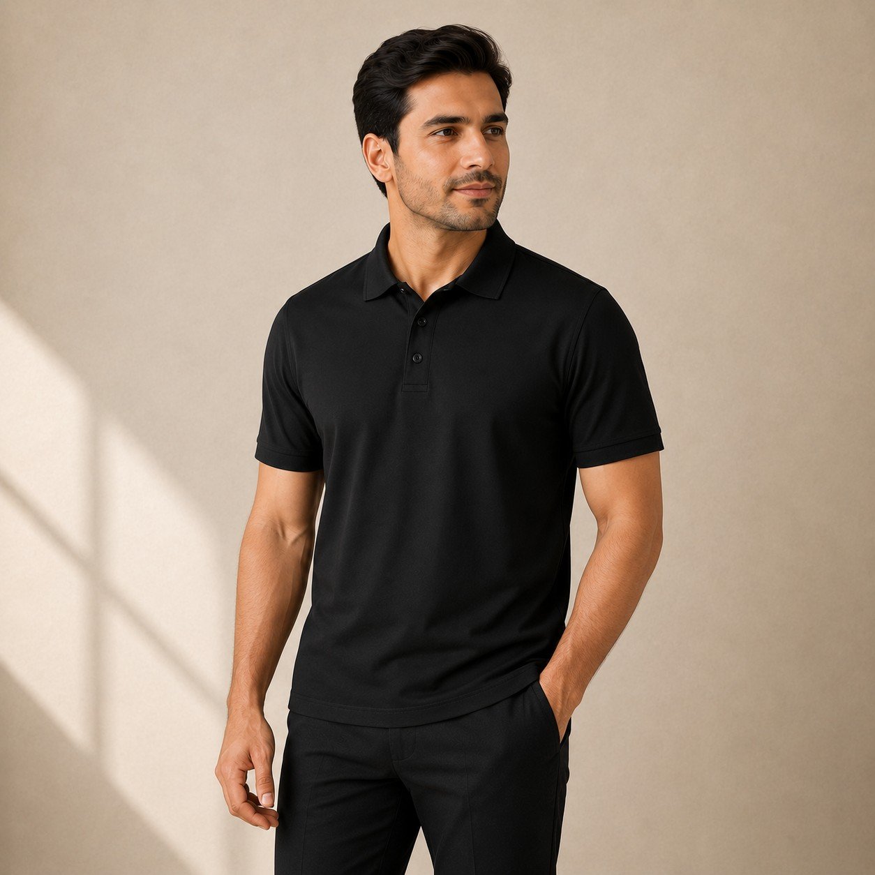Polo T-Shirt, Black