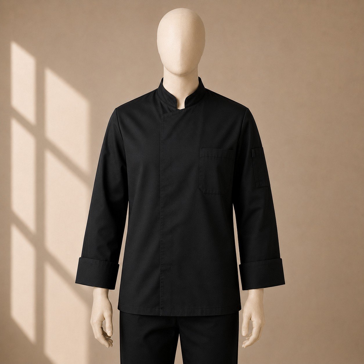 Black Chef Jacket, Invisible Press Buttons