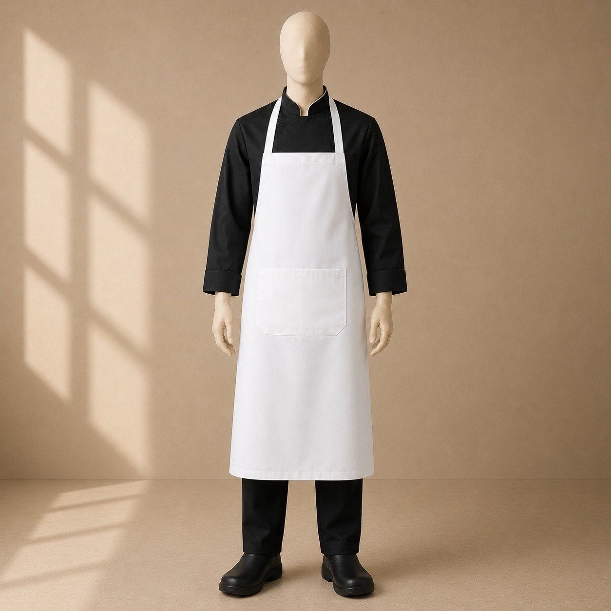 White Bib Apron with Pocket