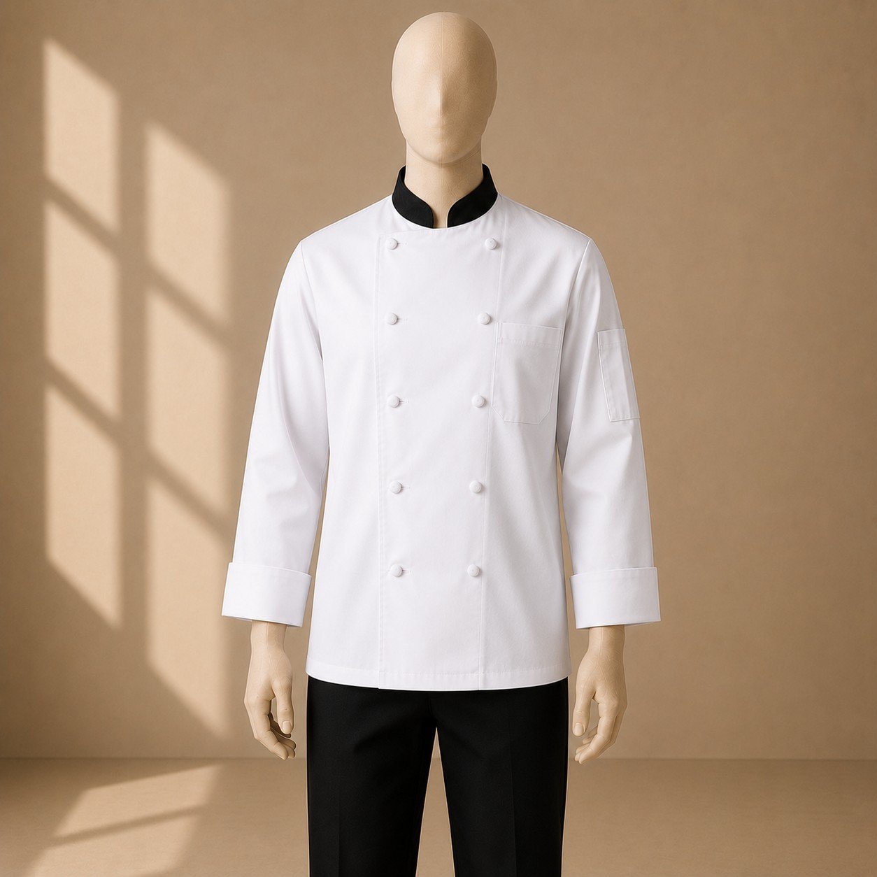 White Chef Coat, Black Collar