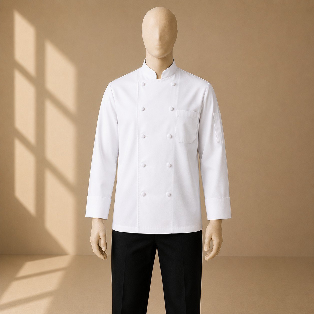 White Chef Coat, Full Sleeve, Flat Buttons