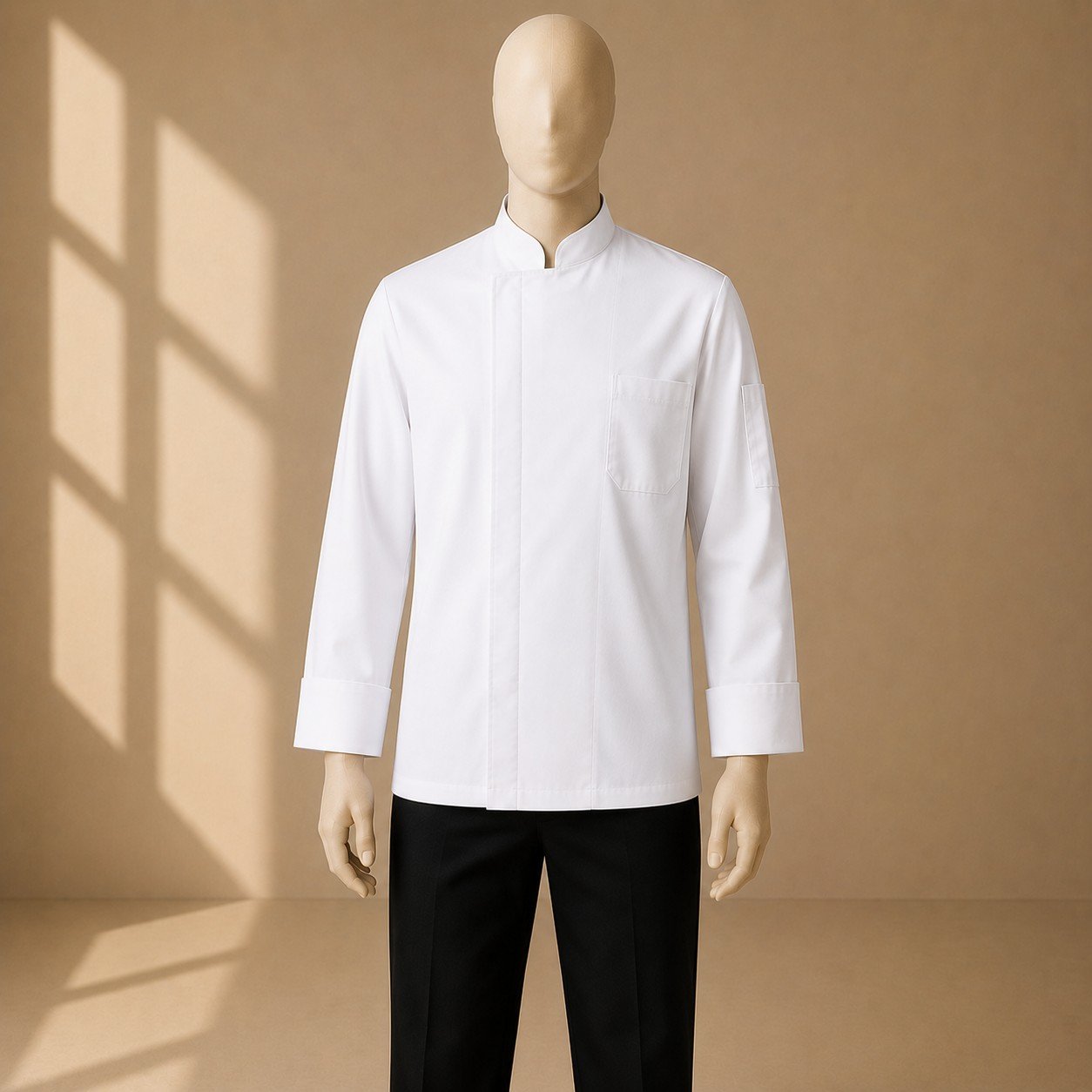 White Chef Coat, Full Sleeve, Hidden Buttons